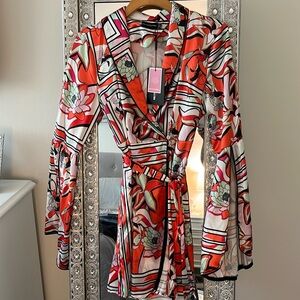 MULTI COLOR MINI SATEEN KIMONO DRESS
